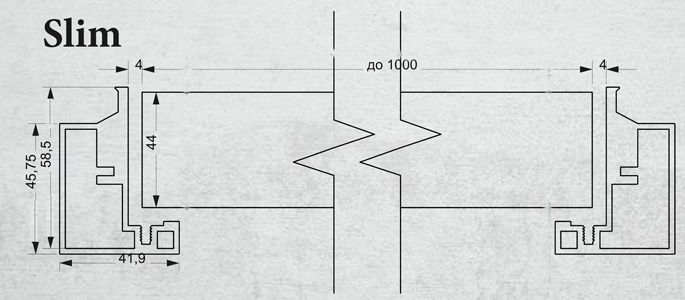 Профиль Slim размеры коробки и двери